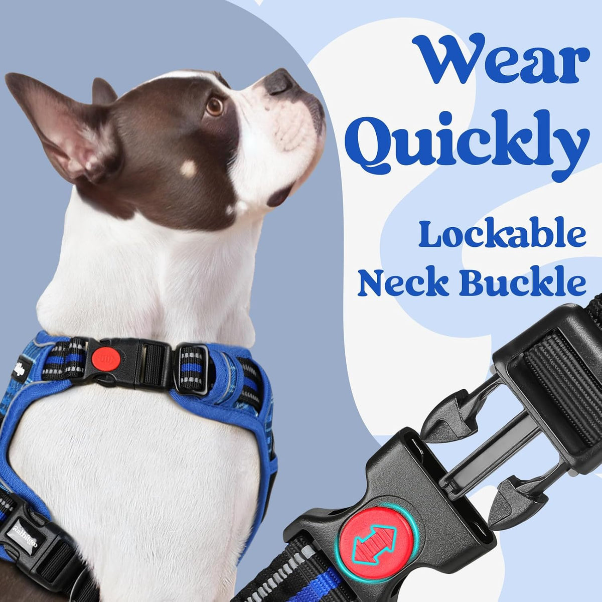 rabbitgoo Dog Harness for Large - Blue Plaid / Large - image 2