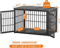 48 Inch Heavy Duty Dog Crate Furniture for Large Dogs, Decorative Pet House End Table, Extra Large Wooden Cage Kennel Furniture Indoor, Black and Gray