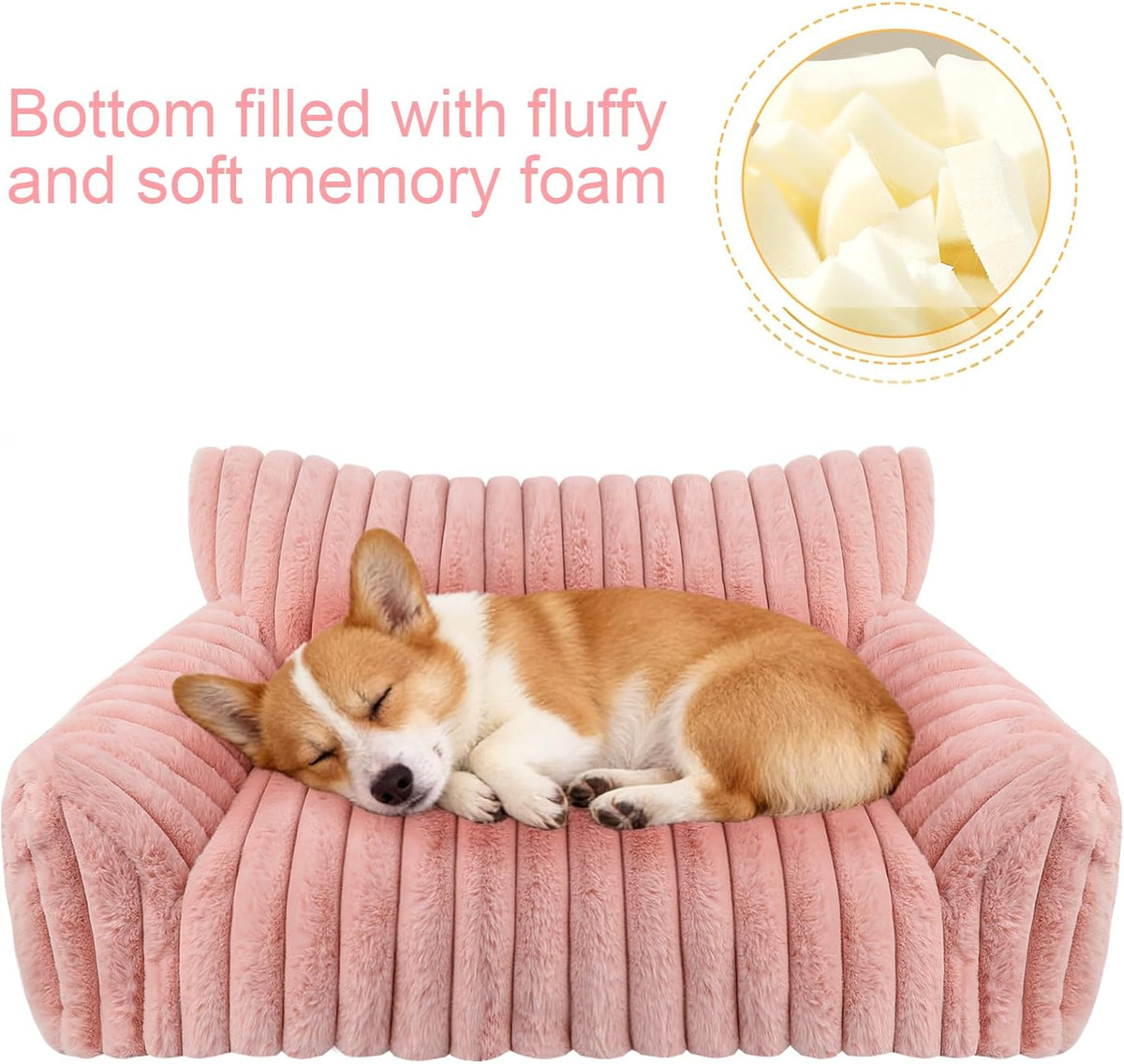 Cute Dog Couch for Medium Large Dogs, Dog Cat Couch Sofa - Large(36x27x10") / Pink - image 3