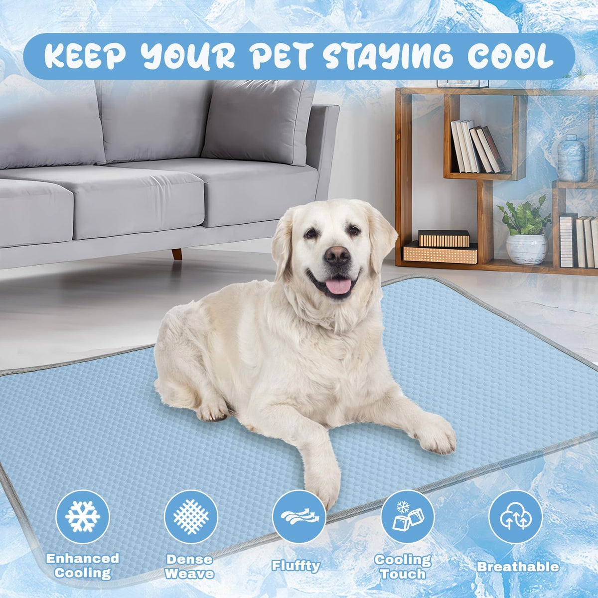 Buvlnee Summer Dog Cooling Mat - Blue / 40x28in - image 2