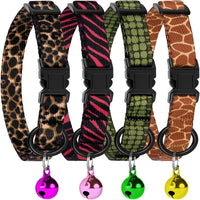 4PCS Breakaway Cat Collars with Bell - Animal Print