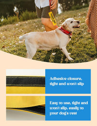 KISJO yellow Adopt Me I'm A Foster dog leash sleeve with hanging ID patch - view 4
