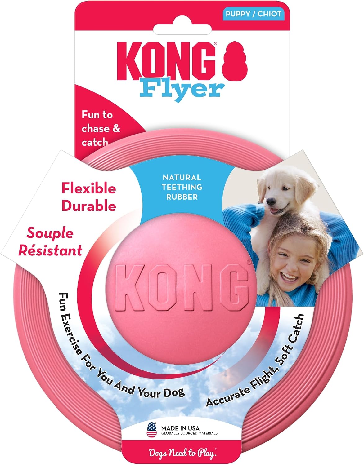 KONG Puppy Flyer, Soft Rubber Flying Disc Toy, for Small Puppies - Pink - image 2