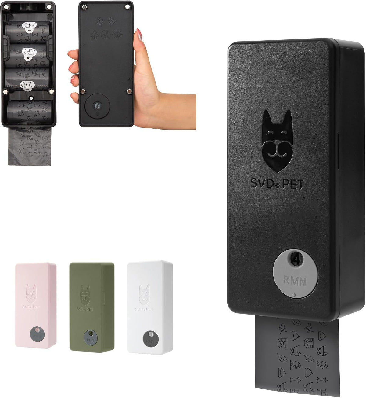 SVD.PET Dog Poop Bag Dispenser - Black / Dispenser + 60 Waste Bags