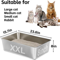 Stainless Steel Litter Box 2 Pack，Metal Litter Box - 2packs-XXL-8" H - image 2