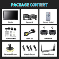 Fookoo Ⅱ HD Wired Backup Camera System Kit,10 inch Dual Split Screen Monitor with Recording IP69 Waterproof Front View Rear View Cameras Parking Lines for Truck/Semi-Trailer/Box Truck/RV(DY102)