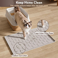 Silicone Cat Litter Mat 34×22 inch, Easy to Clean, Gray – Daily Care for Cats - 24" X 16" / Grey - image 3