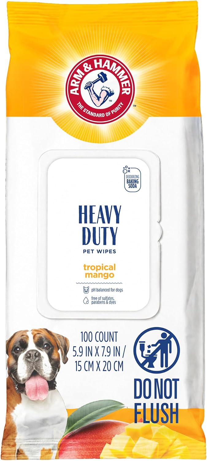 Arm & Hammer Heavy Duty Multipurpose Dog Wipes, Mango - 100 Count (Pack of 1)