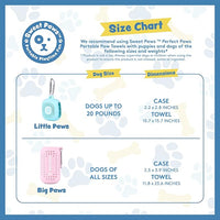 Sweet Paws Portable Dog Paw Towel, Lightweight & Super Absorbent Microfiber, Clips onto Leash, Quick Drying Towel for Dogs Paws with Silicone Case, Dry Dog’s Paws on The Go - 3 Pieces Set - Large