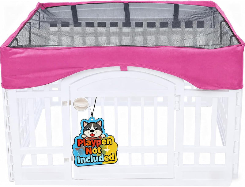 Dog Playpen Mesh Top Cover - Pink / Fits 36" 4-Panel dog playpen