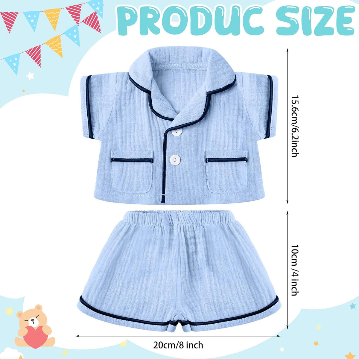 Hungdao Bear Pajamas Clothes for Make Your Own Animals - Blue - image 2
