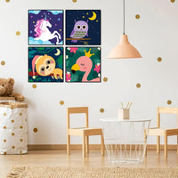 CarlonLin framed paint by number for kids, 4 pack of 8x8 inch canvas kits - view 3