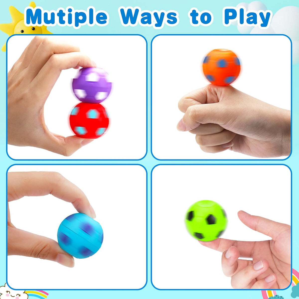 32PCS Fidget Spinner Soccer Balls Halloween Party Favors for Kids 4-8 - Soccer-80pcs - image 2