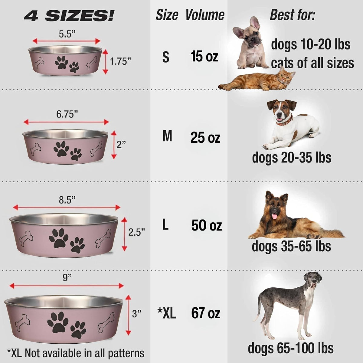 Loving Pets Bella Dog Bowls, Stainless Steel Dog & Cat Bowls - Grape / Medium (20-35lbs) - image 3