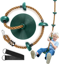 Tgzwme climbing rope tree swing with disc platforms and seat, red and brown rope - view 2