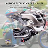 ROCKBROS Kids Full Face Bike Helmet Lightweight Detachable MTB Helmet – Fun for Kids & Family - Black Titanium / Small - image 2