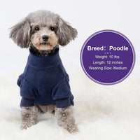 Navy fleece dog pajamas onesie with high collar and four legs - view 4