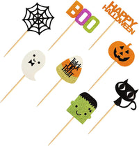 Giga Gud 32 glitter Halloween Ghost Boo cupcake toppers, Frankenstein style - view 3