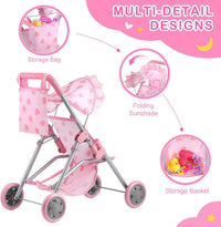 GAGAKU foldable baby doll stroller with 12 inch doll and care accessories - view 10