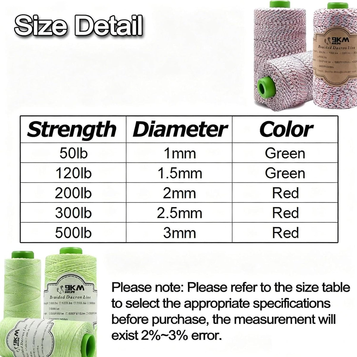 9KM DWLIFE braided dacron kite string in red polyester line - view 3