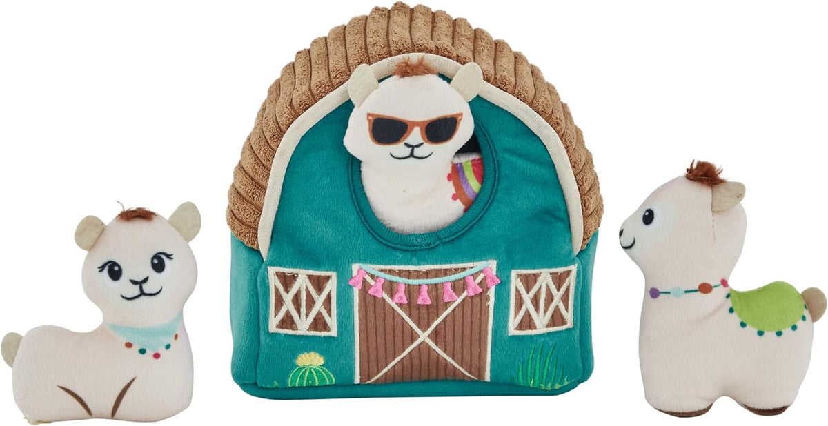 Outward Hound Hide-A-Birthday-Cake Plush Squeaky Dog Toy - Llama