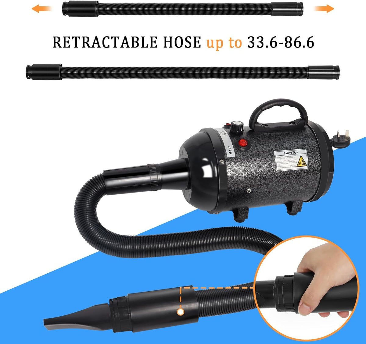 Dog Dryer for Large Dogs 5.2HP 3800W High Velocity Pet Hair Dryers – Essentials for Dogs - Black - image 2
