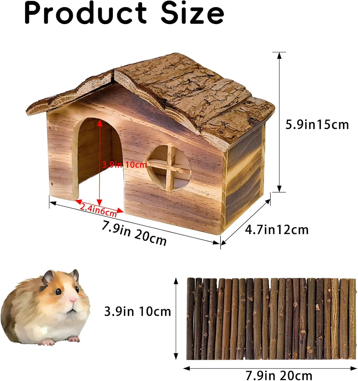 Hamiledyi Hamster Hideout House Wooden Rat Hut for Gerbils Dwarf Mouse – Essentials for Small Pets - Pattern:B - image 2