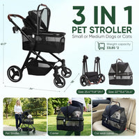 Foldable Double Pet Stroller for 2 Small Medium Cats Dogs – Essentials for Cats - Black / Single - image 3