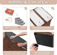 GGIB Dog Stairs for Small Dogs Cats Non-Slip Dog Steps for High Bed Pet Stairs for Sofa Couch Pet Ramp Pet Steps with Removable Washable Cover, Brown, 17" H, 4-Step