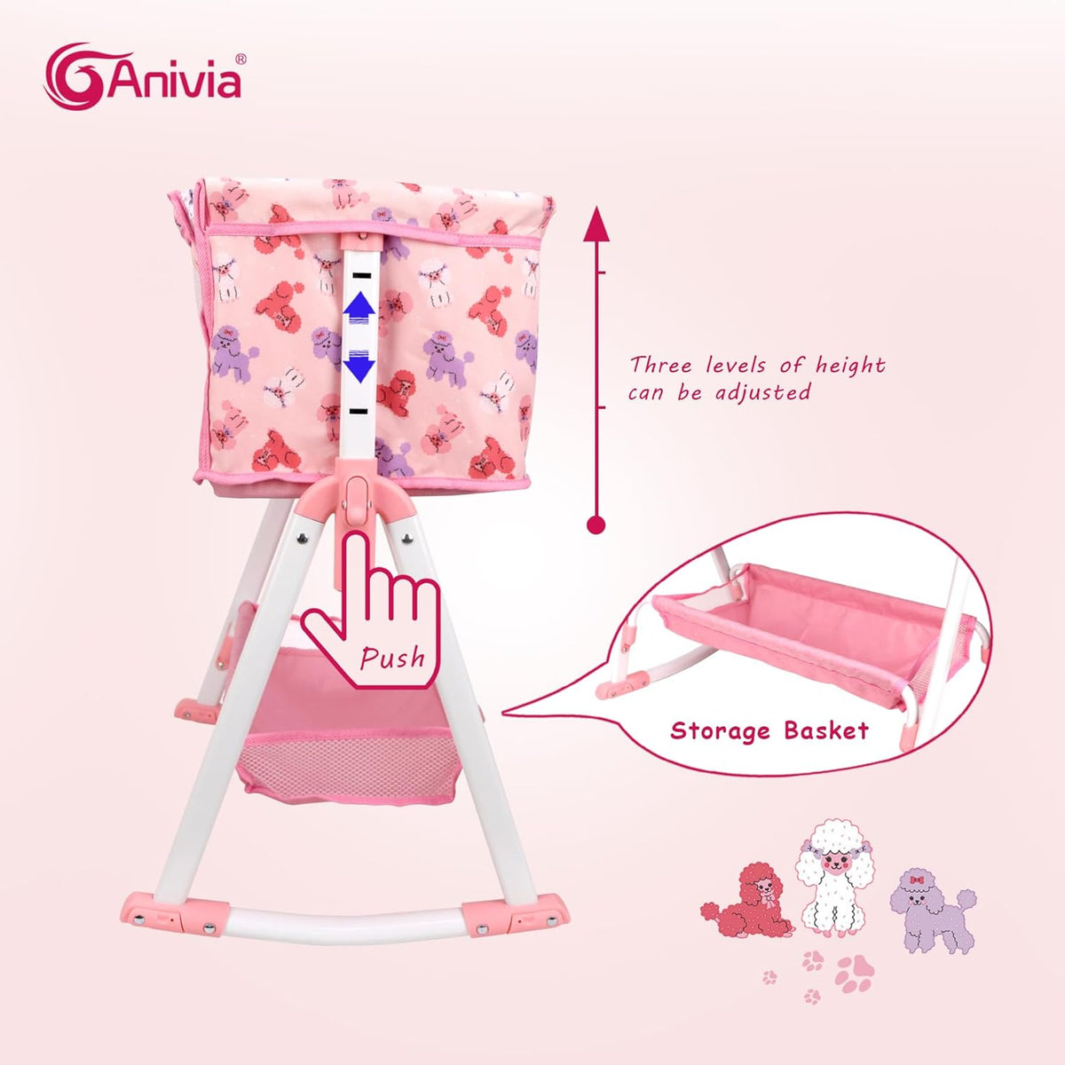 Anivia Stroller Toy Collection Doll Stroller Baby Doll Accessories - DP601PINK - image 2