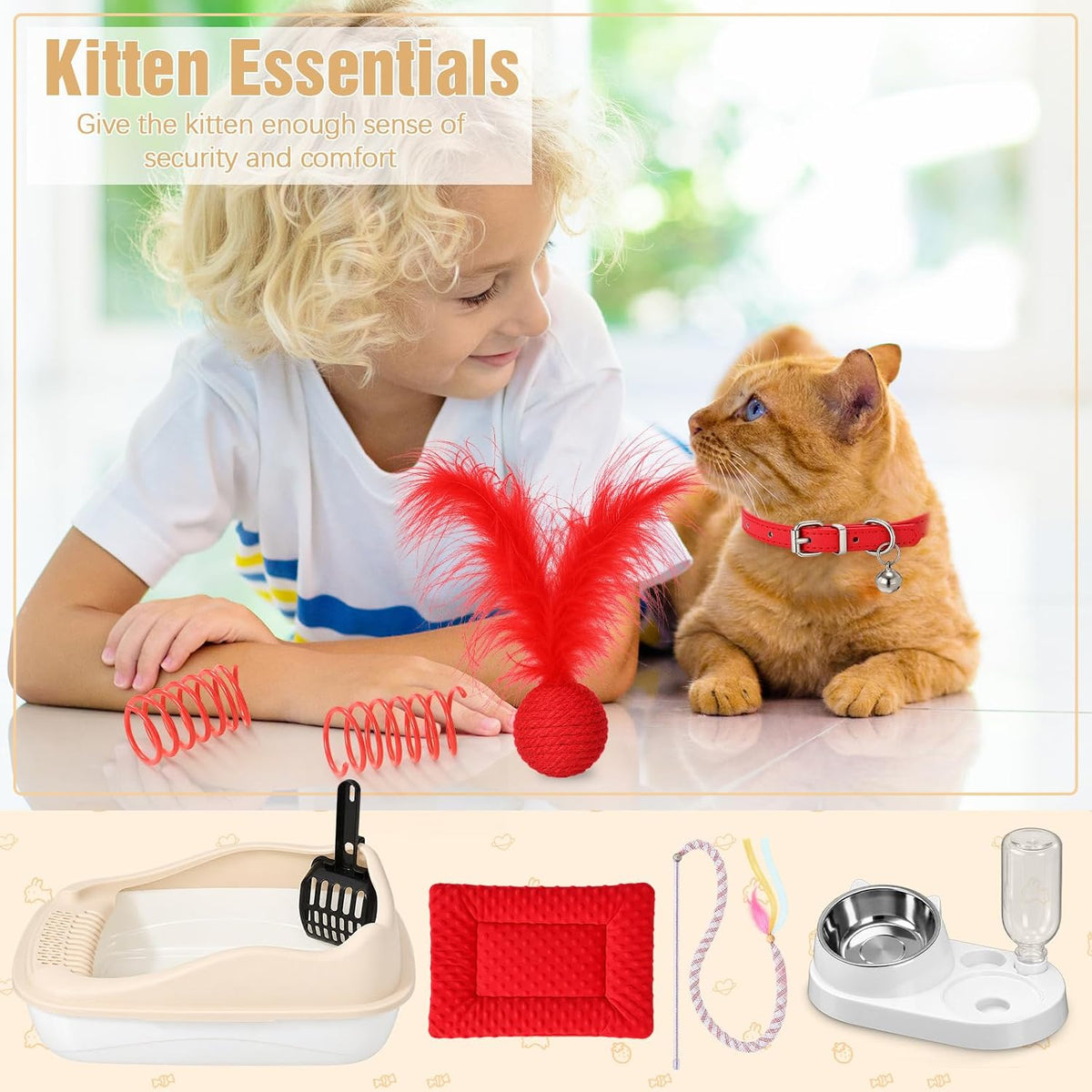 Eccliy 10 Pcs Kitten Starter Kit for Indoor - Classic / Small / Red - image 4