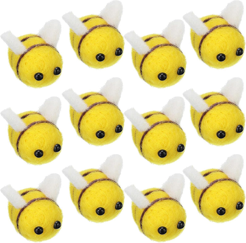 Gejoy 12 Pcs Felt Bee for Craft Wool Felt Bumble Bee Plush