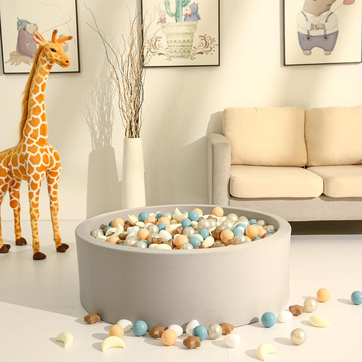 GOGOSO star, heart and moon ball pit balls in a pastel color mix with storage bag - view 26