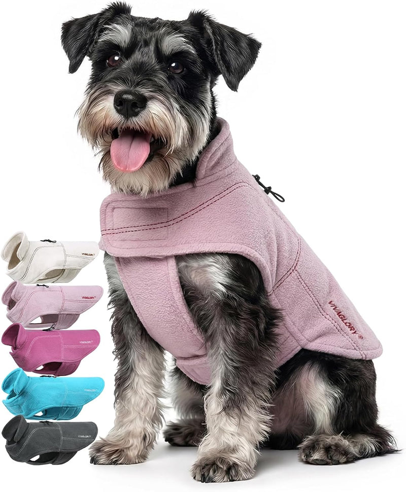 VIVAGLORY Dog Fleece Vest Softpad Dog Fleece Sweater, S - Pink / M+(Chest: 22-26", Neck: ~18")