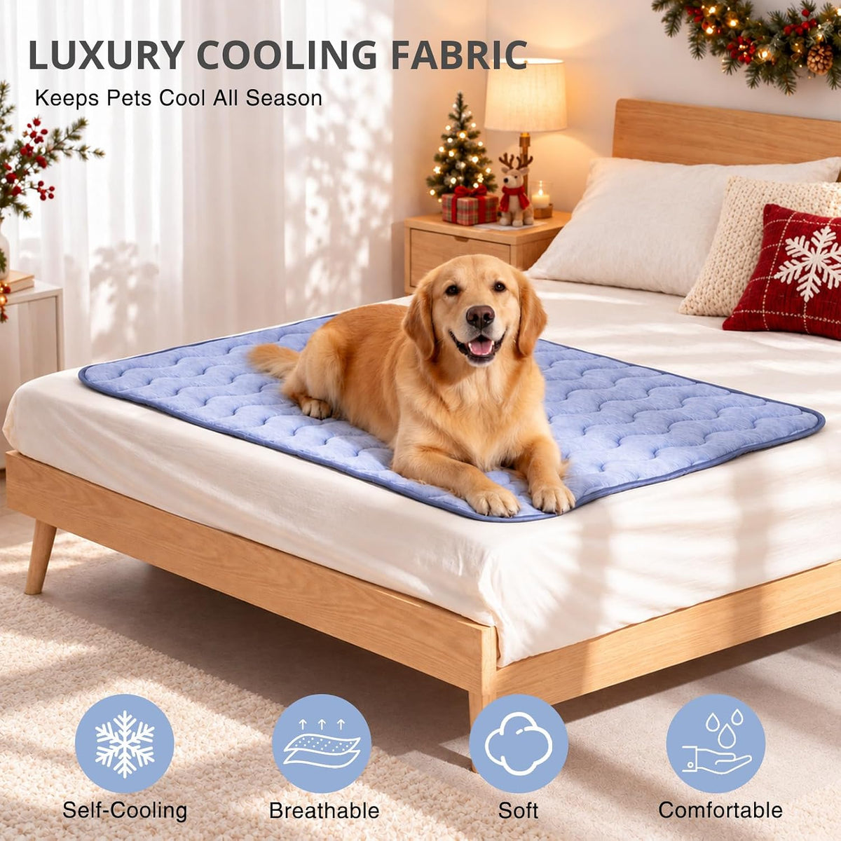 Cooling Mat for Dogs, 28"x 19" Thick & Durable Dog Cooling Mat - Blue / S - image 3