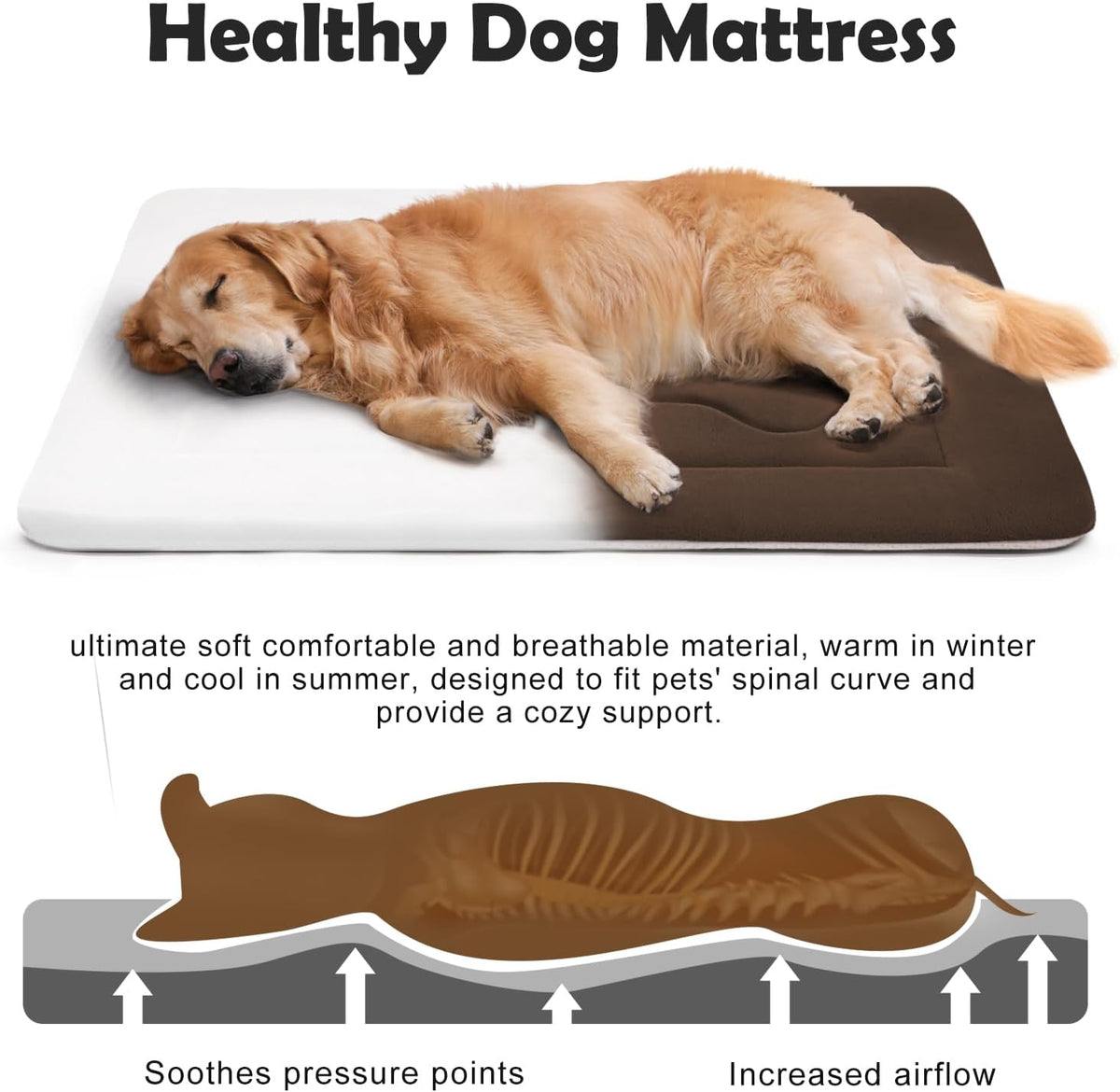 Large Dog Bed Soft Dog Crate Pad Mat 42 in Non-Slip Bottom Washable - 48.0"L x 30.0"W x 1.2"Th / Dark Brown - image 3