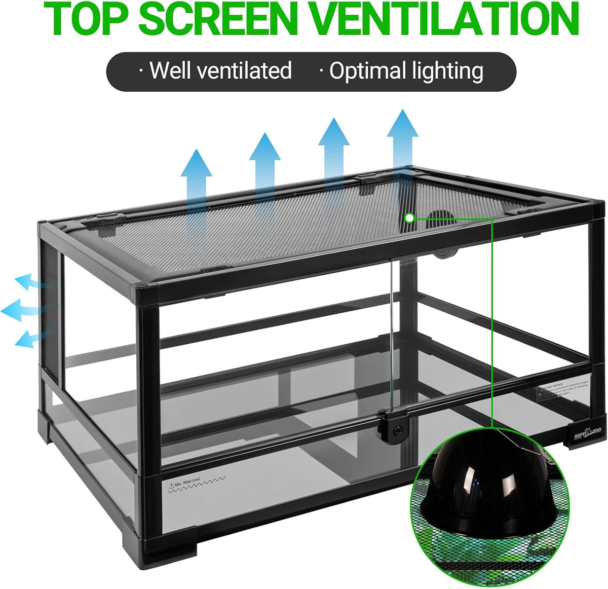REPTI ZOO Full Glass 20 Gallon Reptile Tank - image 3