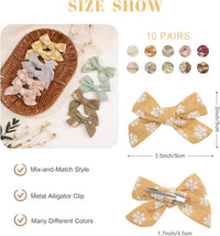 CÉLLOT Girls Hair Bows Linen Fabric 3.5" Bows Alligator Clips - image 2