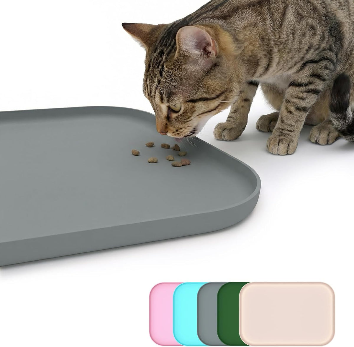 Non-Slip Silicone Dog Food Mat for Food and Water - 45 x 30 cm / Grey