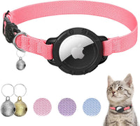 AirTag Cat Collars, Stretchy Collar with Air Tag Holder and Bell – Essentials for Cats - Hot Pink