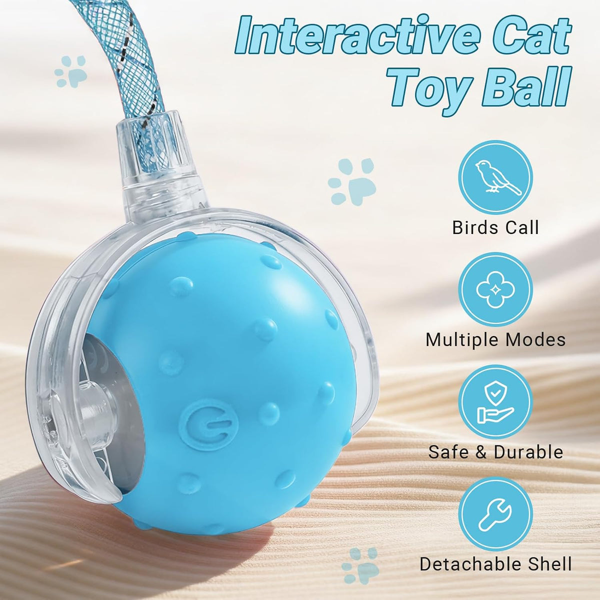Interactive Automatic Cat Toy Ball-USB Rechargeable,Motion Activated - Blue - image 2