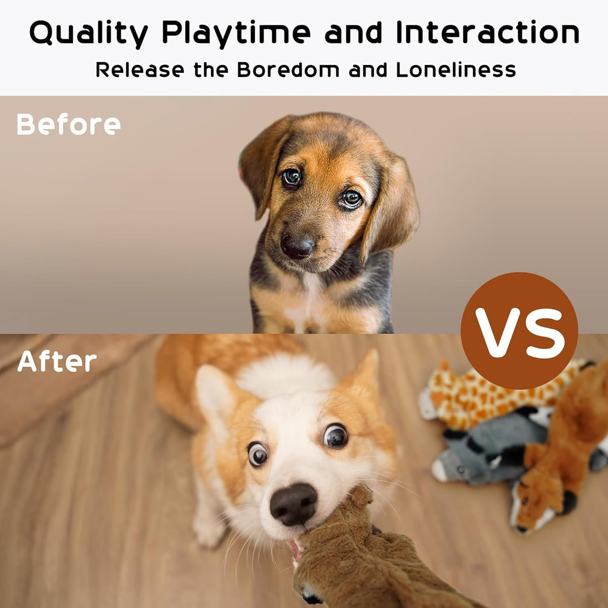 Nocciola Dog Squeaky Toys - 5pcs No Stuffing Dog Toys - image 2