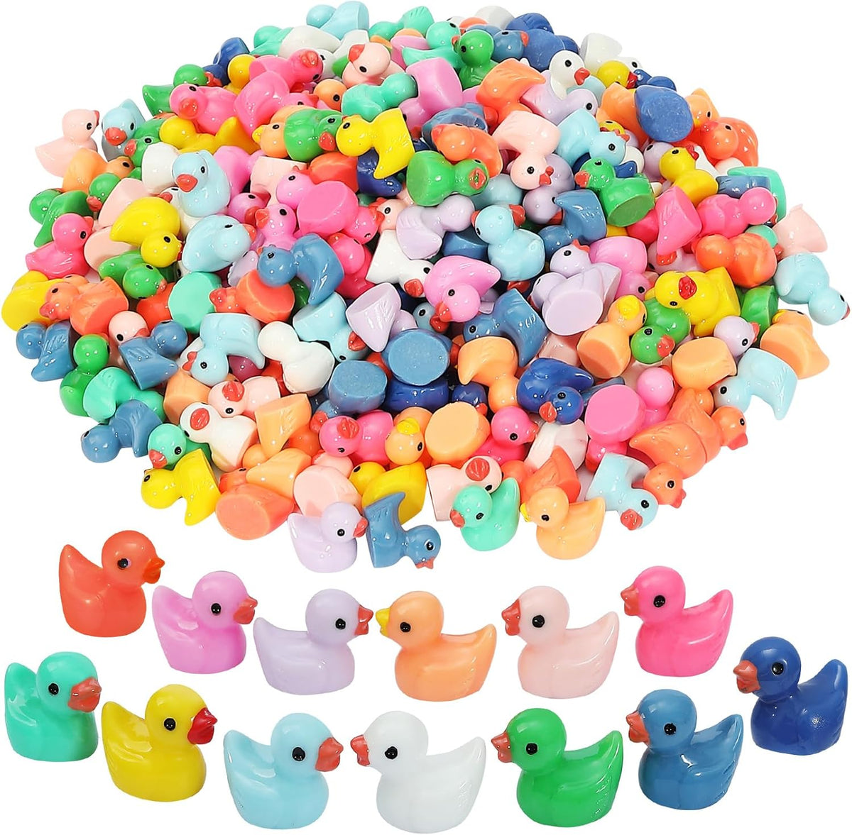 Rachan130 Pcs Mini Ducks Bulk Resin Duck Figurines for Miniature - 130