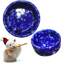 2 Pcs Hamster Food Bowl Guinea Pig Ceramic Water Bowl Small Animal - Navy / 2Pcs:S