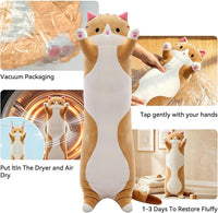 Cute Long Cat Plush Body Pillow, Soft Stuffed Animals 19.7 Inch – Fun for Kids & Family - Brown / 43.3 inches - image 4