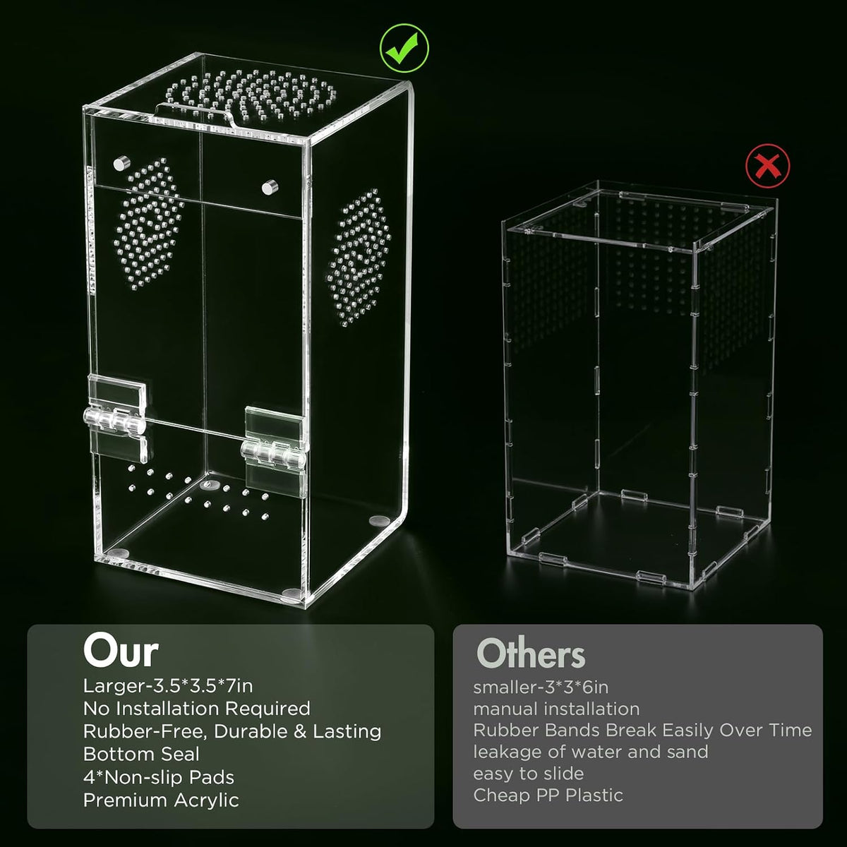 Pre-Assembled Jumping Spider Enclosure, All-Side Ventilation – Essentials for Reptiles And Amphibians - Small Vertical (3"×3"×7") - image 3