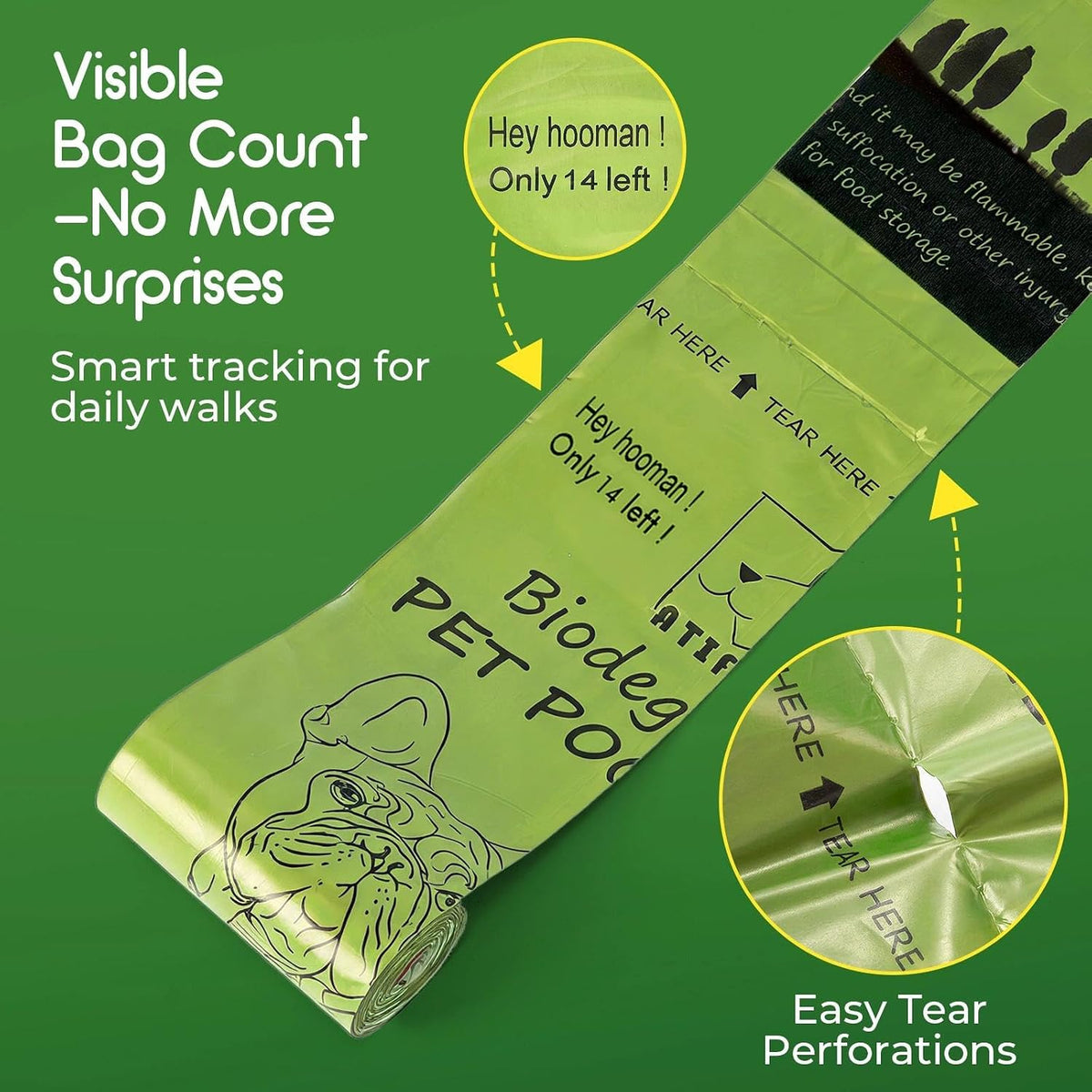 ATIFBOP Biodegradable Dog Poop Bags Rolls 360 Count Scented - 150 Count (Pack of 1) / Lemon Scent - image 3