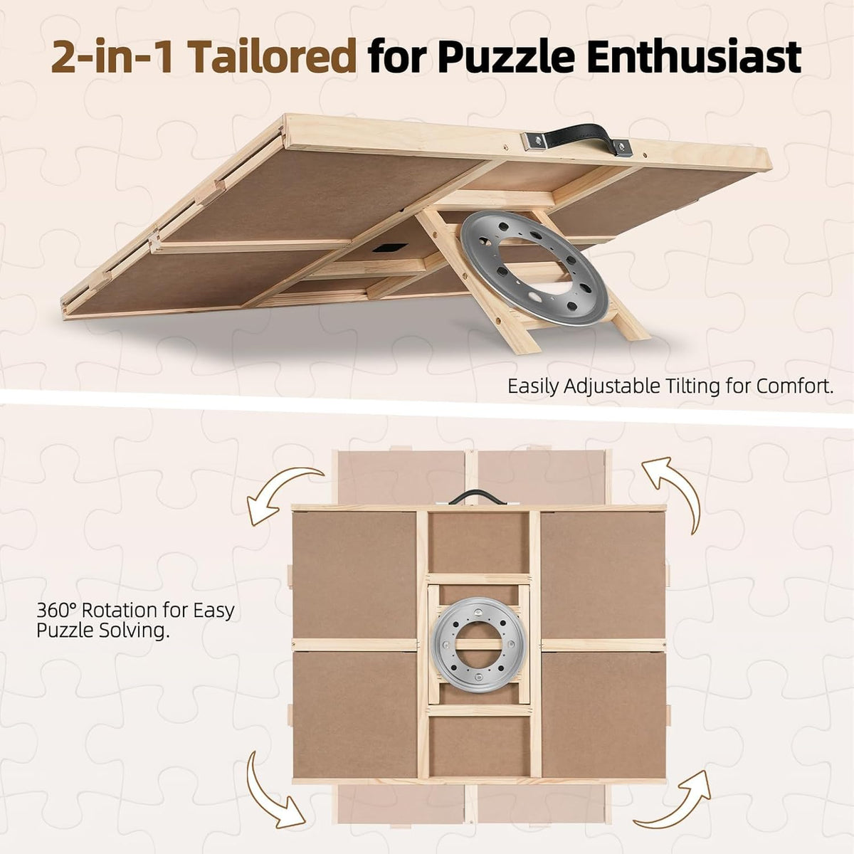 ALL4JIG 1500 Pieces 2-in-1 Tilting&Rotating Puzzle Board for Adults - Metal / Large-2000pcs - image 3