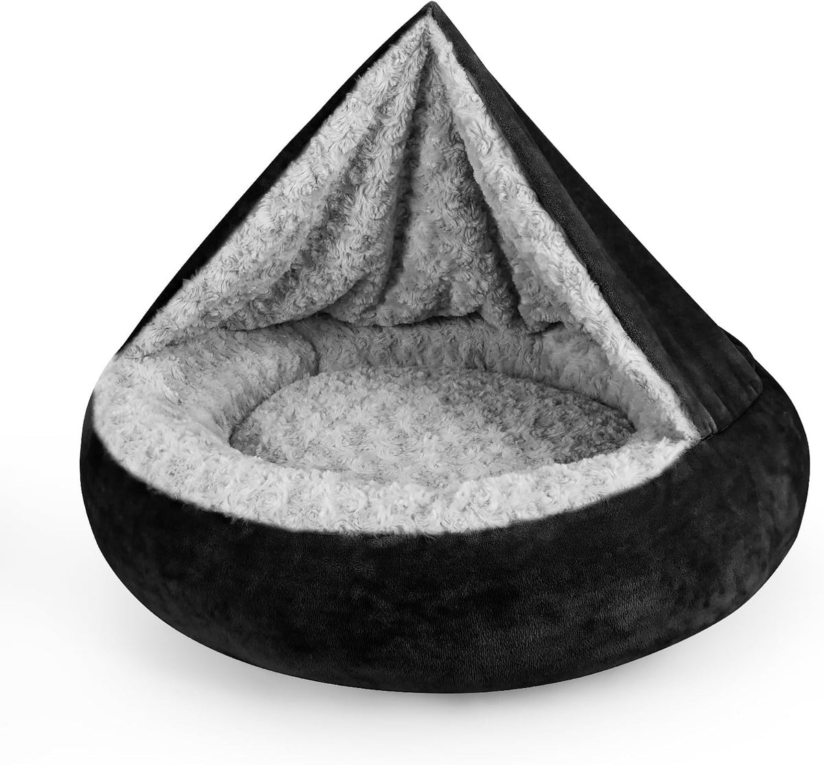 JOEJOY Small Dog Bed Cat Bed with Hooded Blanket - M(26" x 26" x 8") / Black