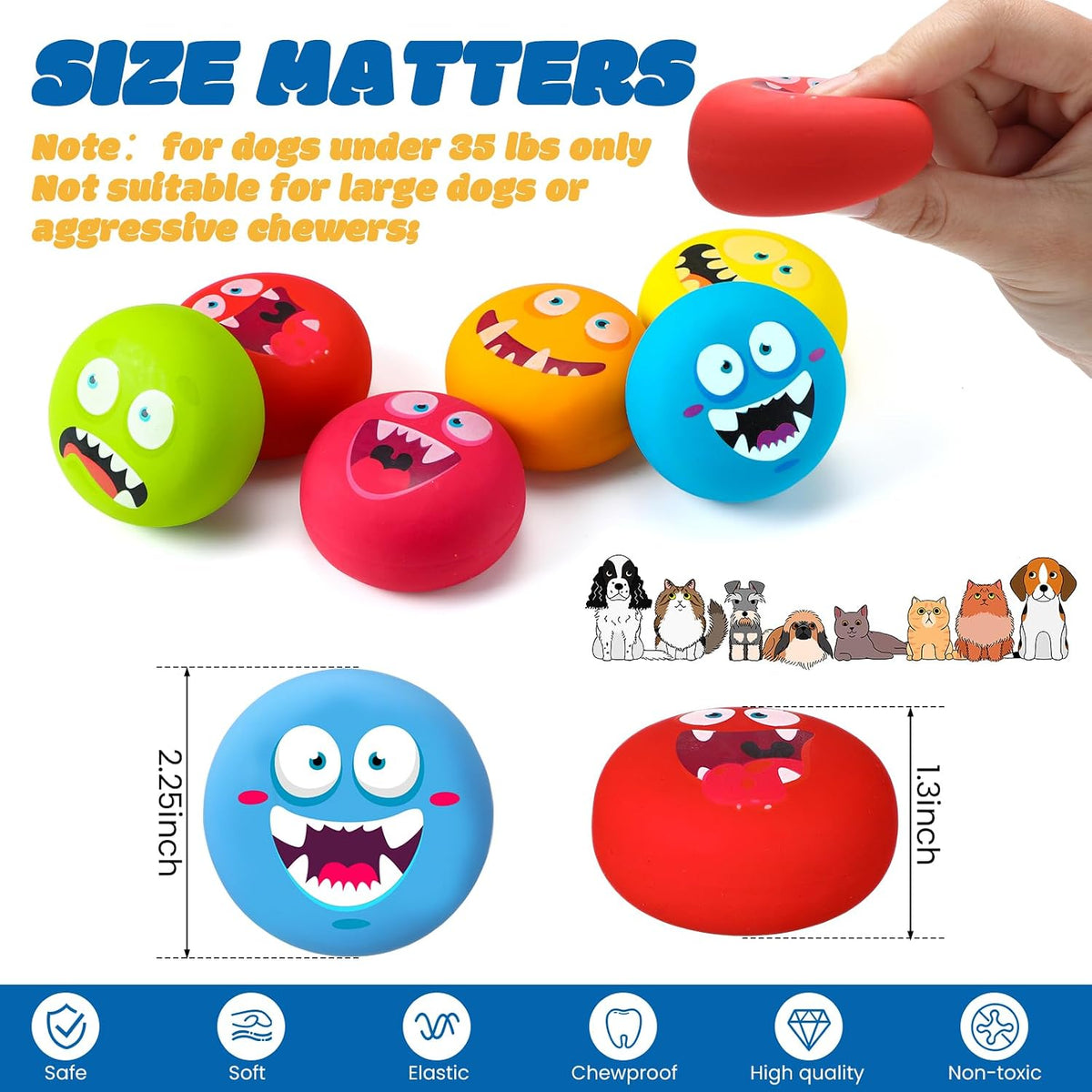 Hungdao 12 Pcs Squeaky Dog Toys, Small Dog Ball Bulk - Novelty - image 2